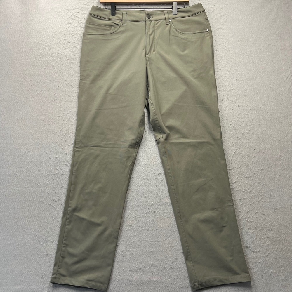 Lululemon ABC Pant Slim Warpstreme Sage Green Mens 34x31 Casual Trousers 1953